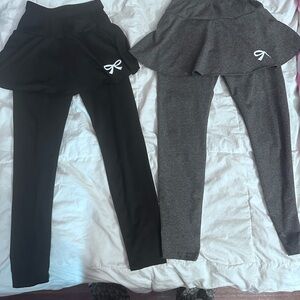 SHEIN Kids Black and Gray Skirted Leggings with Bow